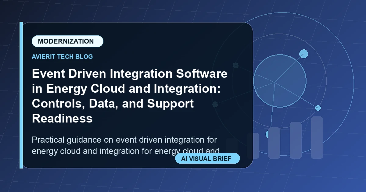 Event Driven Integration Software in Energy Cloud and Integration: Controls, Data, and Support Readiness visual summary